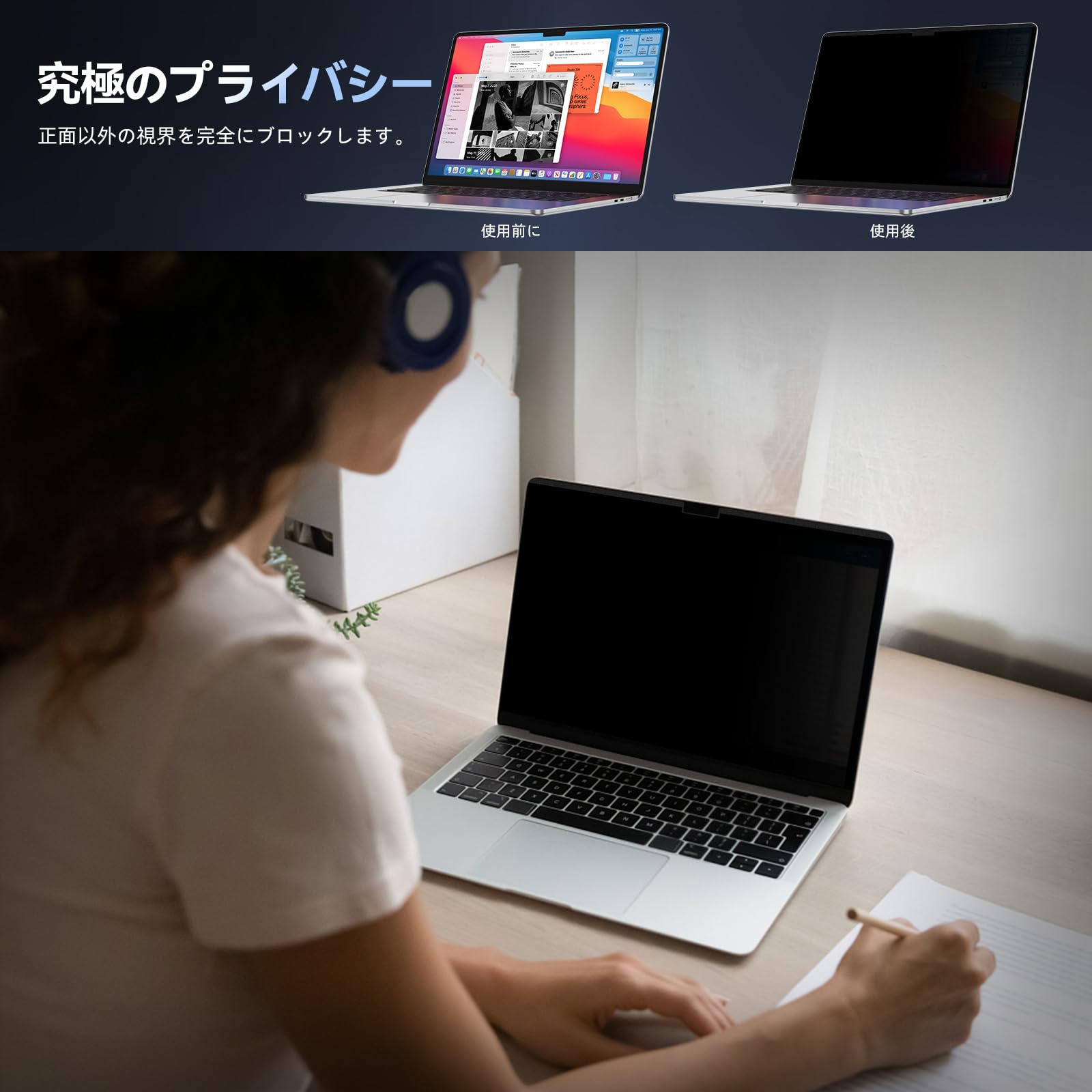 Anti-Peeping Magnetic Macbook Pro 13 Inch (2016-2022, M1, M2) / Macbook Air 13 In (2018-2021, M1) Privacy Filter, Peeping Prevention Film, Blue Light Cut, PC Screen Protector Film Anti-Glare, Easy to