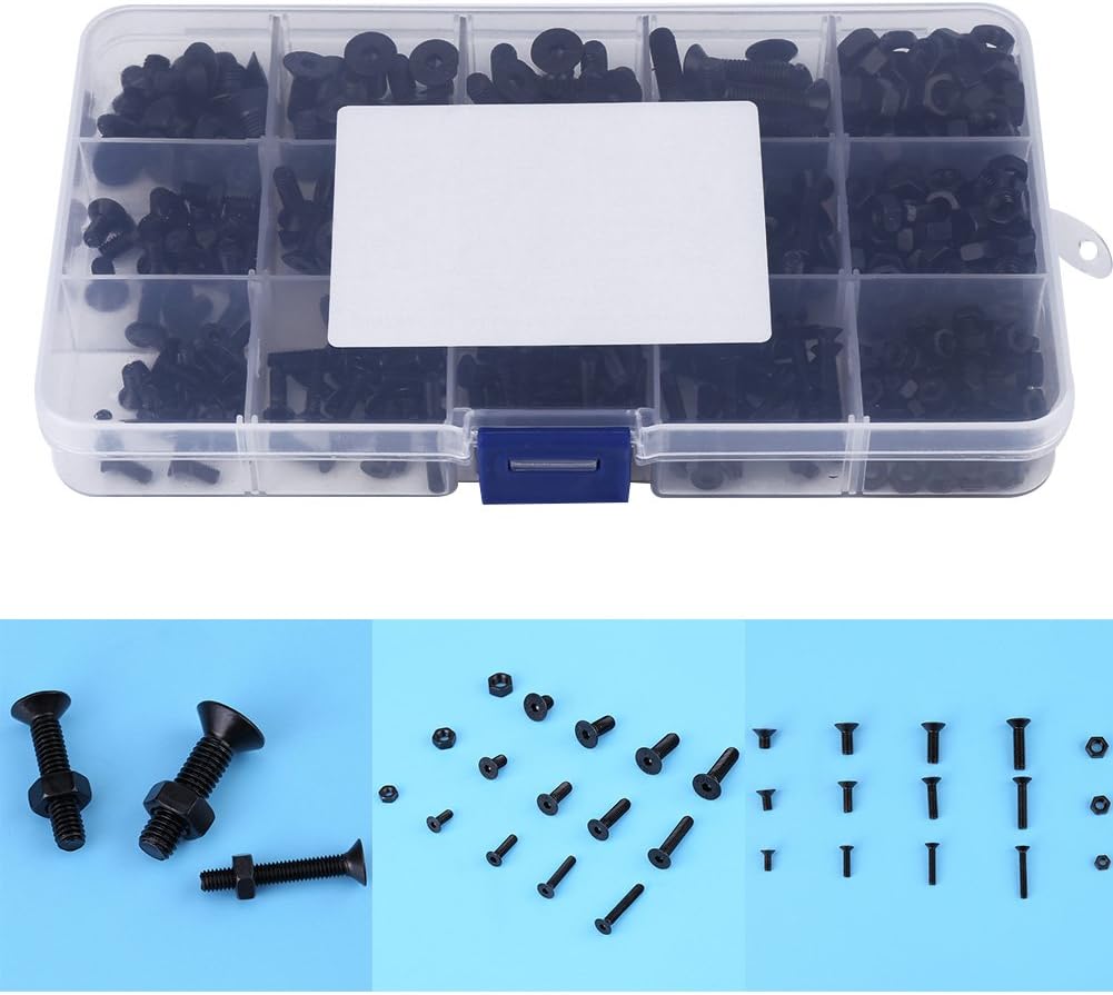 440pcs Metric M3 M4 M5 Flat Head Hex Socket Screw Assortment Black Alloy Steel Screws with Plastic Case for DIY Hardware Projects - Image 3