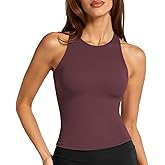 LASLULU Womens Sports Bra Strappy High Neck Longline Yoga Running Gym Tops Clothes Padded Workout Tank Tops with Built in Bra