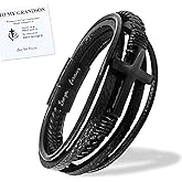 VDKIDKT Bracelet- Love You Forever Braided Leather Bracelet for Men Boys, Stainless Steel Inspirational Wristband, Braided Leather Bracelet Bangle Wristband Gifts for Him