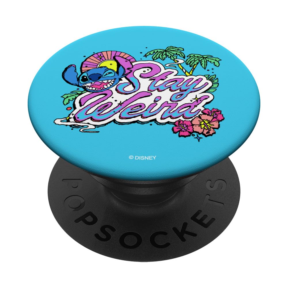 Disney Lilo and Stitch Stay Weird with Teal Background PopSockets Swappable PopGrip