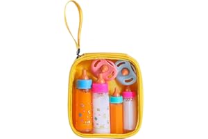 Kaydora Baby Doll Bottle Accessories - 6 Pcs Feeding Bottle Toys, Magic Disappearing Milk & Juice, Pretend Play Set with Pacifiers Kids Gift Yellow