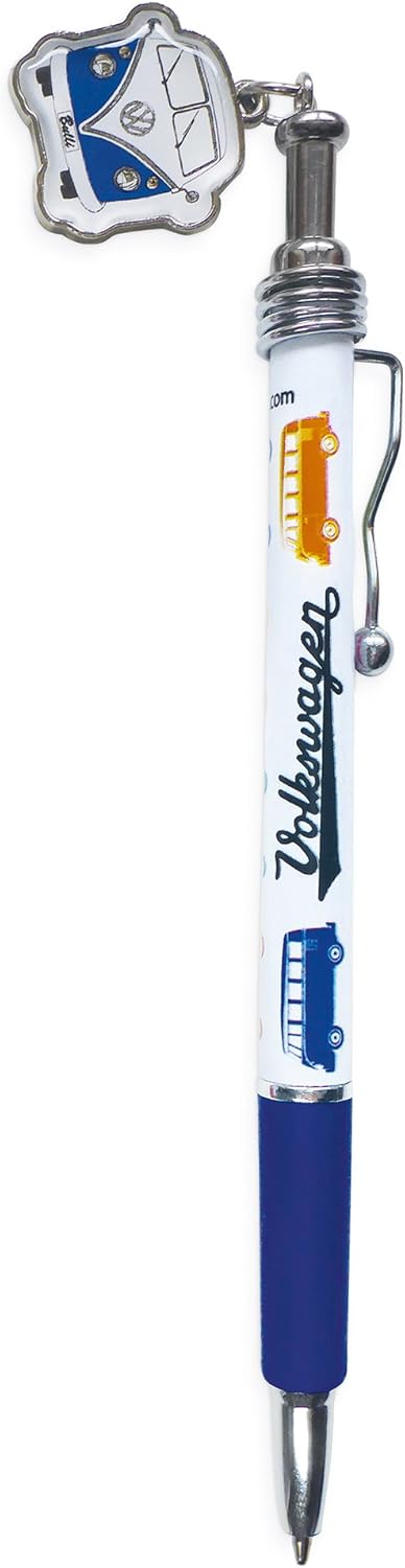 BRISA VW Collection, Volkswagen Retractable Ballpoint Pen with T1 Bus Campervan Charm, good grip, Black
