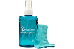 RECORD-HAPPY Record Cleaning Solution with Anti-static Vinyl Cloth - Premium LP Cleaner Fluid 6.7oz by Record Happy. Essential 200ml Spray Bottle to keep your Prized Album Collection like New!