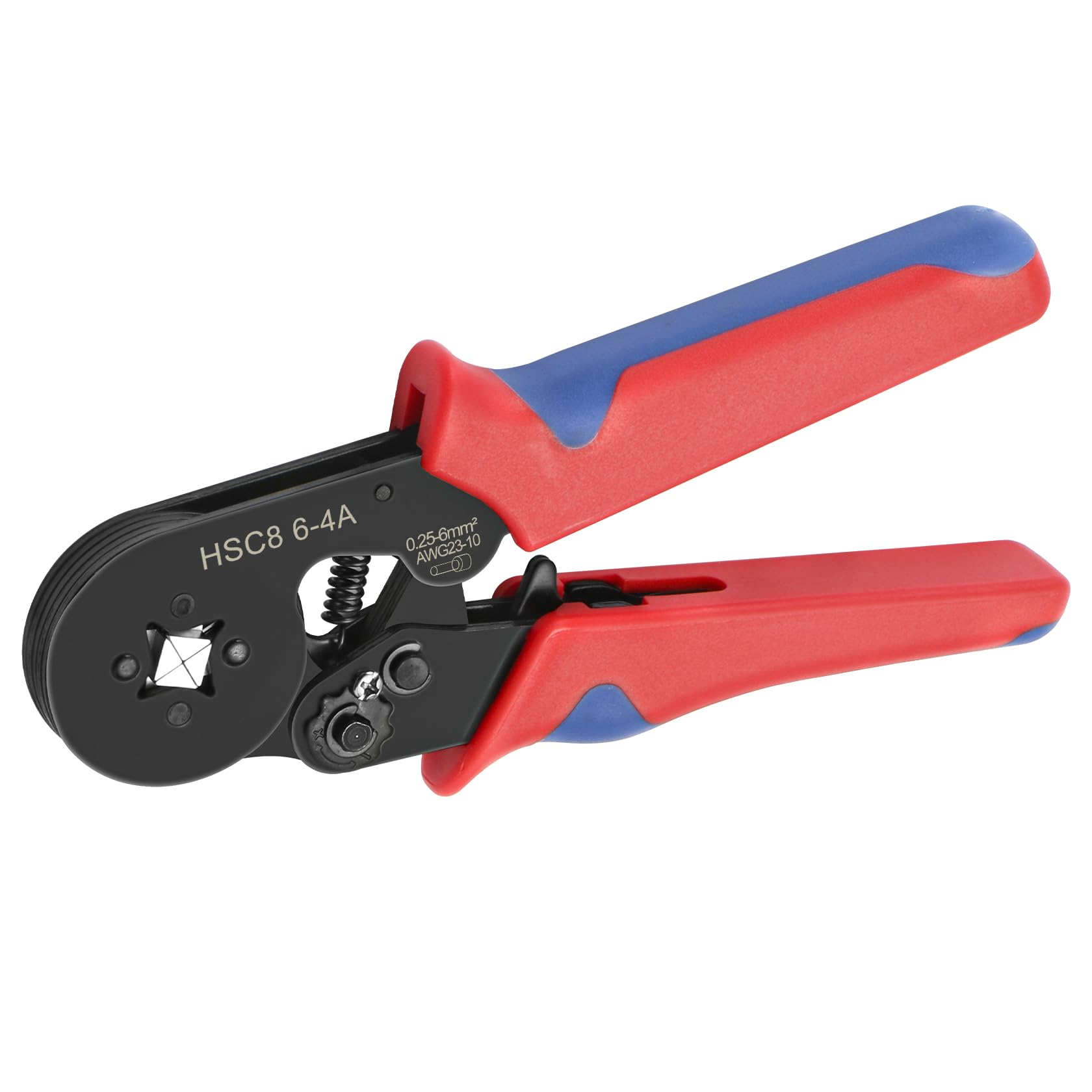 Heschen Crimper Plier, HSC8 6-4A, Mini Self-Adjustable Crimping Tools, Use for 0.25-6.0 mm² (23-10 AWG) Square Ferrule Wire Cable End-Sleeves, Red