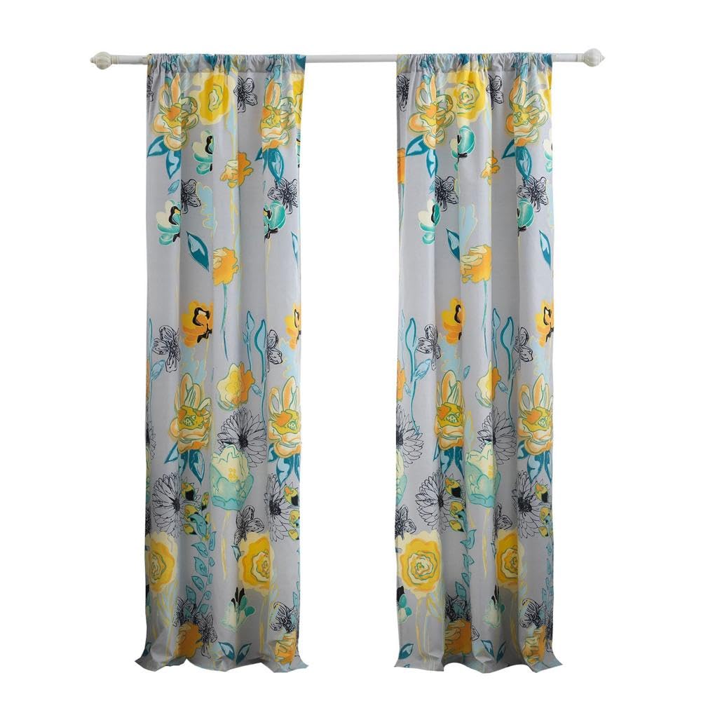 Greenland Home Watercolor Dream Curtains - Drapes - Lined Panel Pair with tiebacks - Set of 2 Panels - 84" L - Gray โ image 1