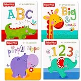 Fisher Price "My First Books" Set of 4 Baby Toddler Board Books (ABC Book, Colors Book, Numbers Book, Opposites Book)