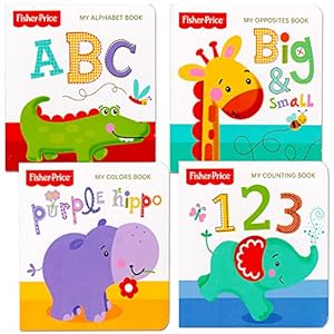 Fisher-Price "My First Books Set of 4 Baby Toddler Board Books (ABC Book, Colors Book, Numbers Book, Opposites Book)