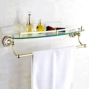 Weq Estante de Vidrio Templado Estante de baño con Barra de Toalla y