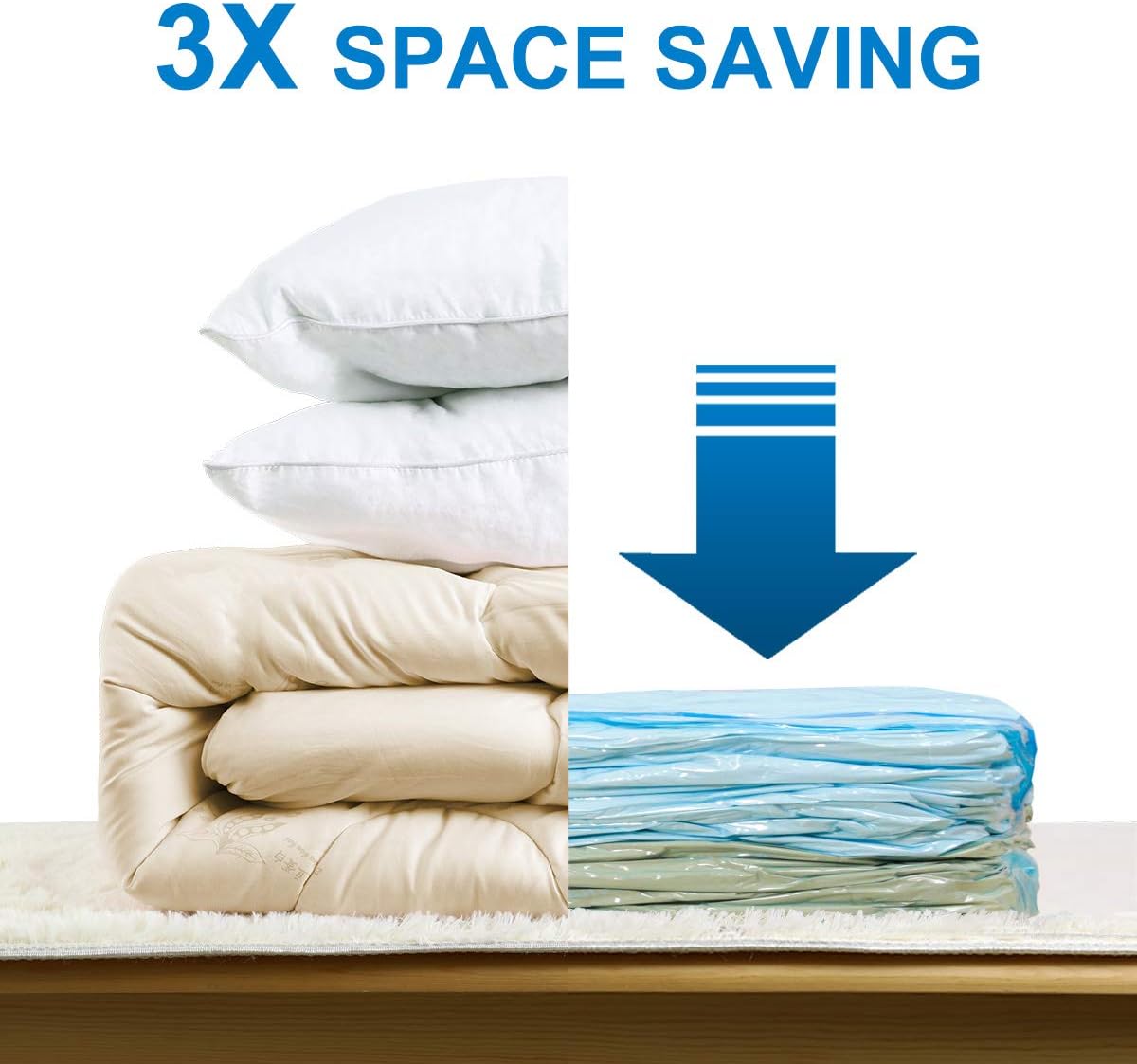 TAILI Vacuum Storage Bags Space Saver Bags 4 Jumbo Cube Pack Vacuum Sealer Bags for Clothes Bedding Comforter Quilts Pillows-No Pump No Cap 80% Space Saving Design: Home Improvement