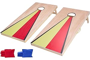 VEVOR Cornhole Set, 4x2 ft Corn Hole Game Boards, Solid Wood Portable Toss Board, Indoor and Outdoor Cornhole Play for Adults