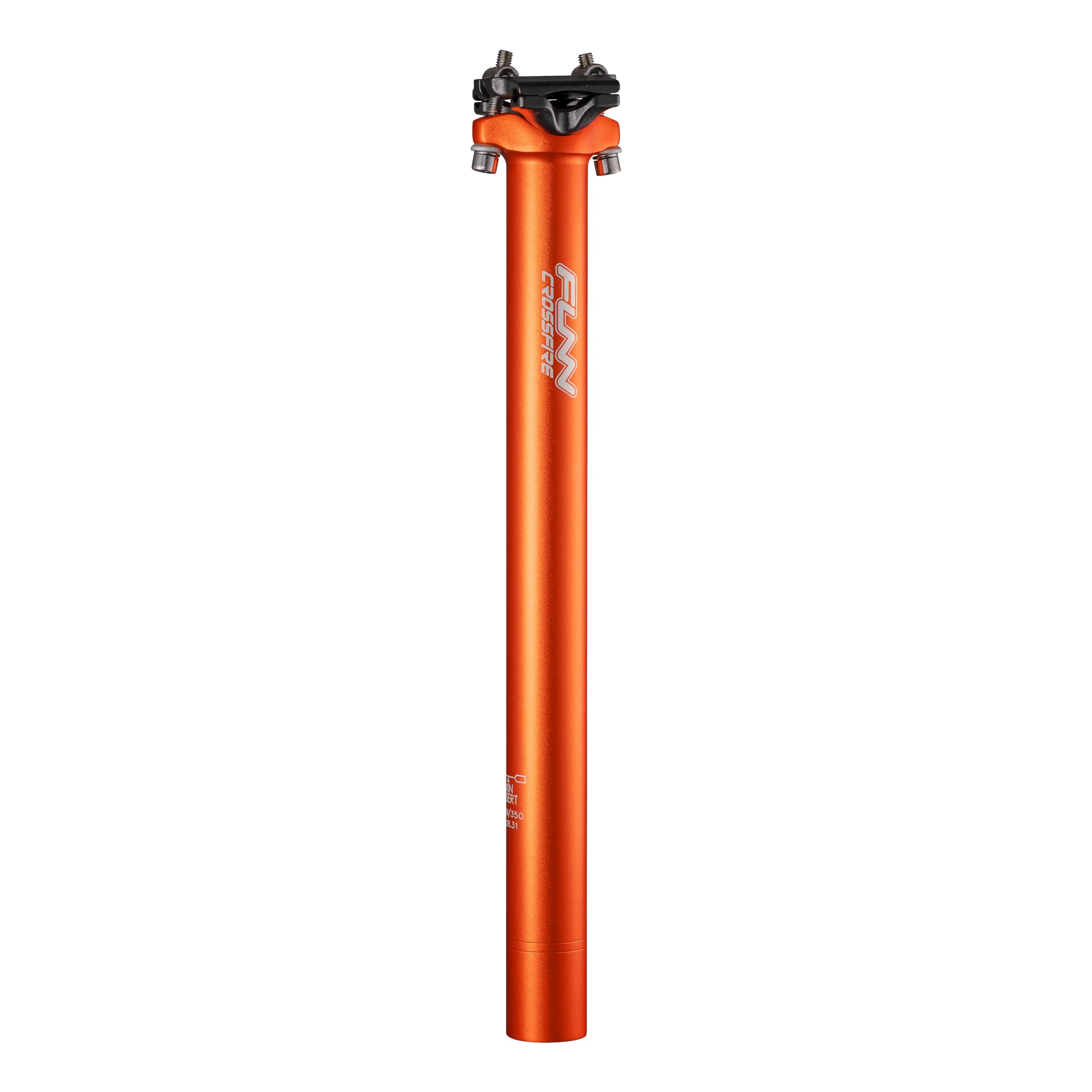 Funn Crossfire Bike Seat Post, Length 350mm, Diameter 27.2mm, Aluminum Alloy AL6061, 3D Forged, One Piece Head and Shaft (Blast Orange)