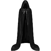 Kosgraiy Velvet Cape with Hood,Hooded Velvet Cloak,Halloween Costume Cape,Witch,Vampire,Renaissance