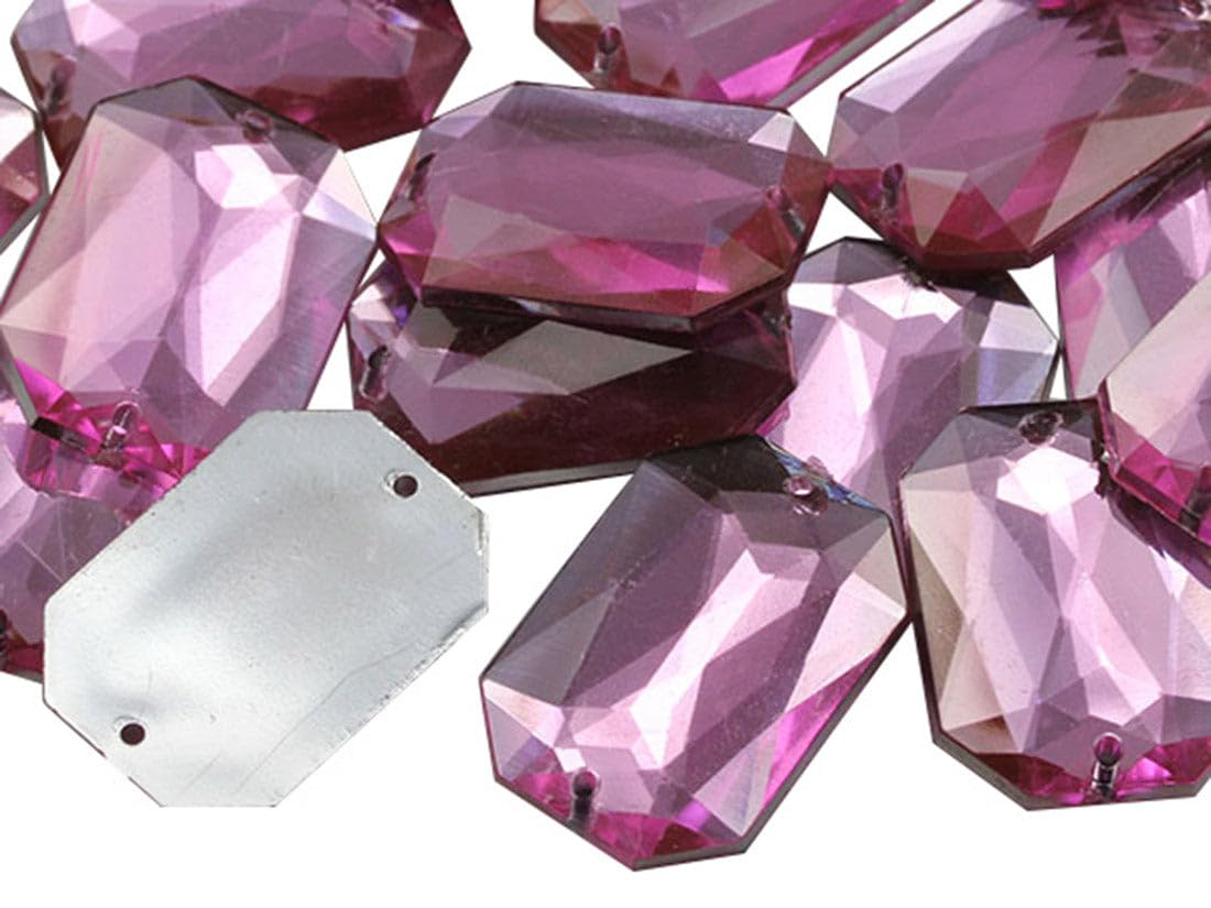 Allstarco 18x13mm Pink Lt. CH13 Flat Back Octagon Sew On Beads for Crafts Plastic Acrylic Rhinestones with Holes for Sewing, Clothing Embelishments, Costume Cosplays 50 Pieces — image 1