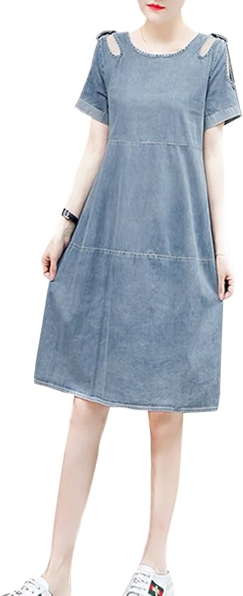 cold shoulder denim dress