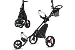 Lakehood Golf Push Cart, Lightweight Push Cart Golf, 3 Wheel Golf Push Carts Easy to Open/Fold with Scorecard Holder Umbrella Holder Storage Bag Golf Pull Cart Golf Bag Cart for Golfer Lovers
