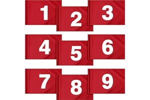 9 Pieces Large Numbered Golf Flags with Tube Inserted 20''L x 14''H Oversize Putting Green Flags White Number 1-9, 420D Nylon