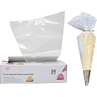 Keenpioneer Piping Bag - Disposable Cake Decorating Bag 56 Count (16 inch, Clear)