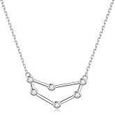 AOBOCO Sterling Silver Zodiac Necklace Embellished with Crystals from Austria, 12 Constellation Horoscope Astrology Necklace, Anniversary Birthday Jewelry Gifts for Women