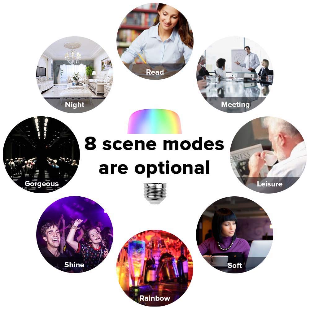 Smart Light Bulb A19 - Dimmable Wi-Fi LED Bulb 7W / Color Light - White Light- Warm Light/Compatible with Alexa and Google Assistant