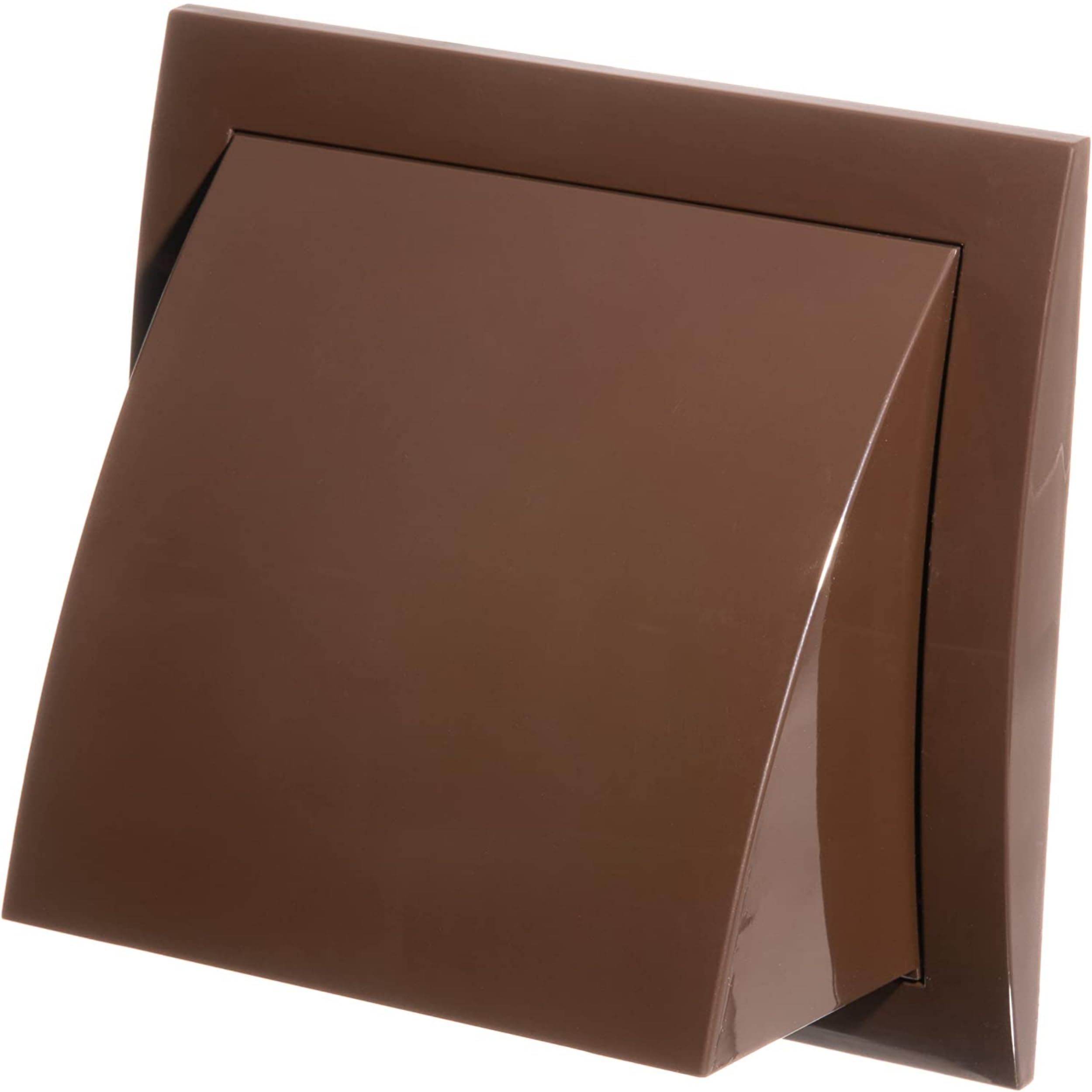 Ø 100mm / 4 inch Brown Plastic Cowled Ventilation Grille - Air Vent Cover with Backdraught Shutter/Gravity Flap - External Grille with Round Spigot — image 1