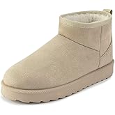 Women Suede Classic Ultra Mini Snow Boots, Faux Fur Lined Slip On Ankle Winter Booties, Womens Warm No Slip Short Boot, Botas De Invierno Para Mujer