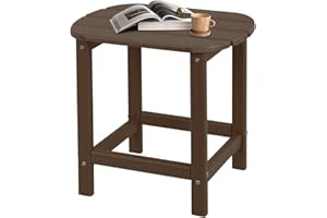 Plawdlik Adirondack Side Table,HDPE Weather Resistant,Wooden Textured for Adirondack Chairs,Patio,Garden, Porch, Backyard Use, Coffee