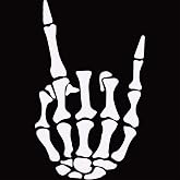 HungMieh Rock on Skeleton Hand Sticker, Rock N Roll Sticker, Skull Decal and Stickers for Car Hood, Window, Truck, SUV (8 X 4.8 Inch) (Reflective Silver)
