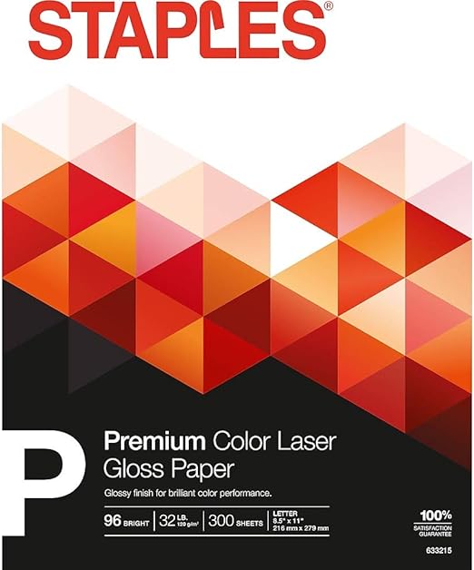 Staples Color Laser Paper, 8 1/2" x 11", Glossy, 300/Pack