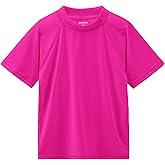 Girls Rash Guard Swim Shirt Short Sleeve for Toddler Kids Youth Rashguard Water Shirt UPF50+ Swimming Fishing Sun SPF Tee Neon Pink 3-6M