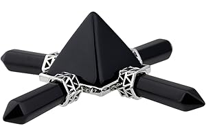 Rockcloud Pyramid Energy Generator, Reiki Chakra Healing Crystal Stone,Black Obsidian