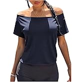 SOLY HUX Women's Off The Shoulder T Shirt Short Sleeve Tee Dressy Casual Summer Tops