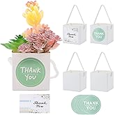 ALLWSLucky 50 PCS Succulent Wrap Bags with 100 PCS Thank You Stickers, Fits 2.36 Inch Pots Succulent Gift Box Basket with Handles for Wedding Shower Party Favors Ideas