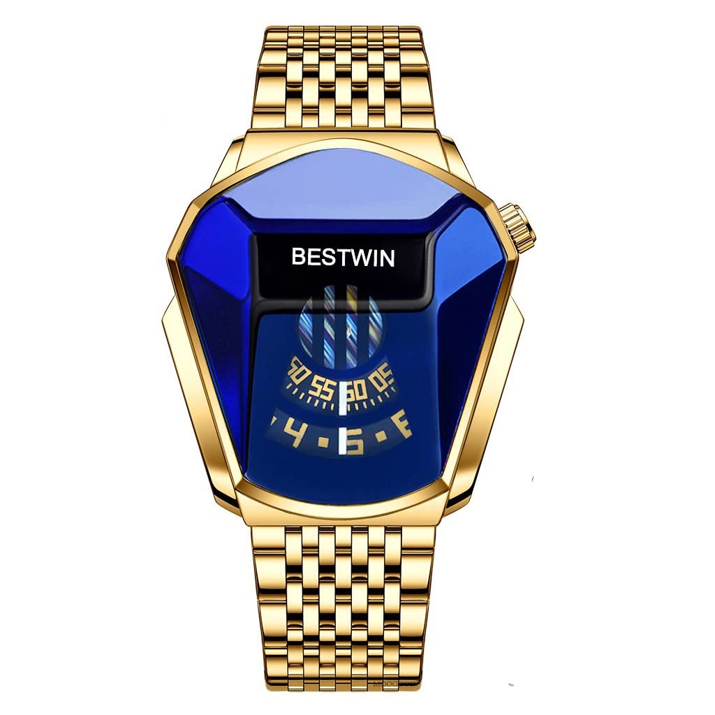 FENKOO Luxusmarke Sport Militäruhr Männer Gold Edelstahl Quarz wasserdichte Armbanduhren Uhr