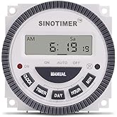 SINOTIMER TM619 Timer Switch Digital LCD Power Timer Switch Weekly Programmable Thinner Model 16A 1NO+1NC (TM619-3 24V)