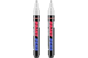 Craiiby White Paint Pens Paint Markers - 2 Pack Permanent Quick Dry Waterproof Marker Pens for Rocks Wood Fabric Plastic Canvas Glass Mugs Metal Tire Stone