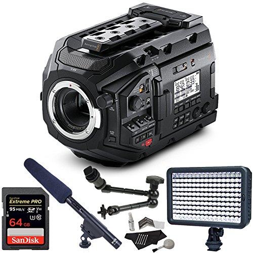 Blackmagic Design PDP URSA Mini Pro 4.6K Professional Digital Film Camera, LyxPro CMG-50 Condenser Shotgun Microphone, SanDisk 64GB Extreme PRO Memory and Cleaning Kit