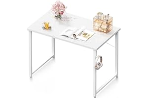 Coleshome 40 Inch Computer Desk, Modern Simple Style Desk for Home Office, Study Student Writing Desk, White