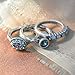 Inspirational Silver Swarovski Crystal Boho Reflection Stack Rings - Set of 3 Stacking Rings