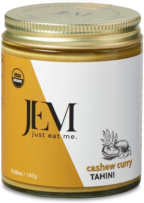 JEM Organics - Cashew Curry Tahini, 6 oz Jar, Single Pack, Organic, All Natural, Gluten-Free, Vegan, Paleo, Keto Snack
