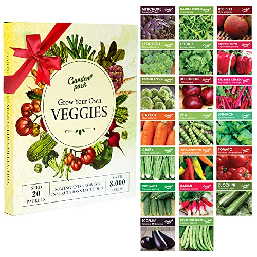 Grow Your Own Vegetables 20 Packet Variety, Garden Pack High Yield