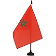 Morocco Table Flag 5'' x 8'' - Moroccan Desk Flag 21 x 14 cm - Black plastic stick and base - AZ FLAG