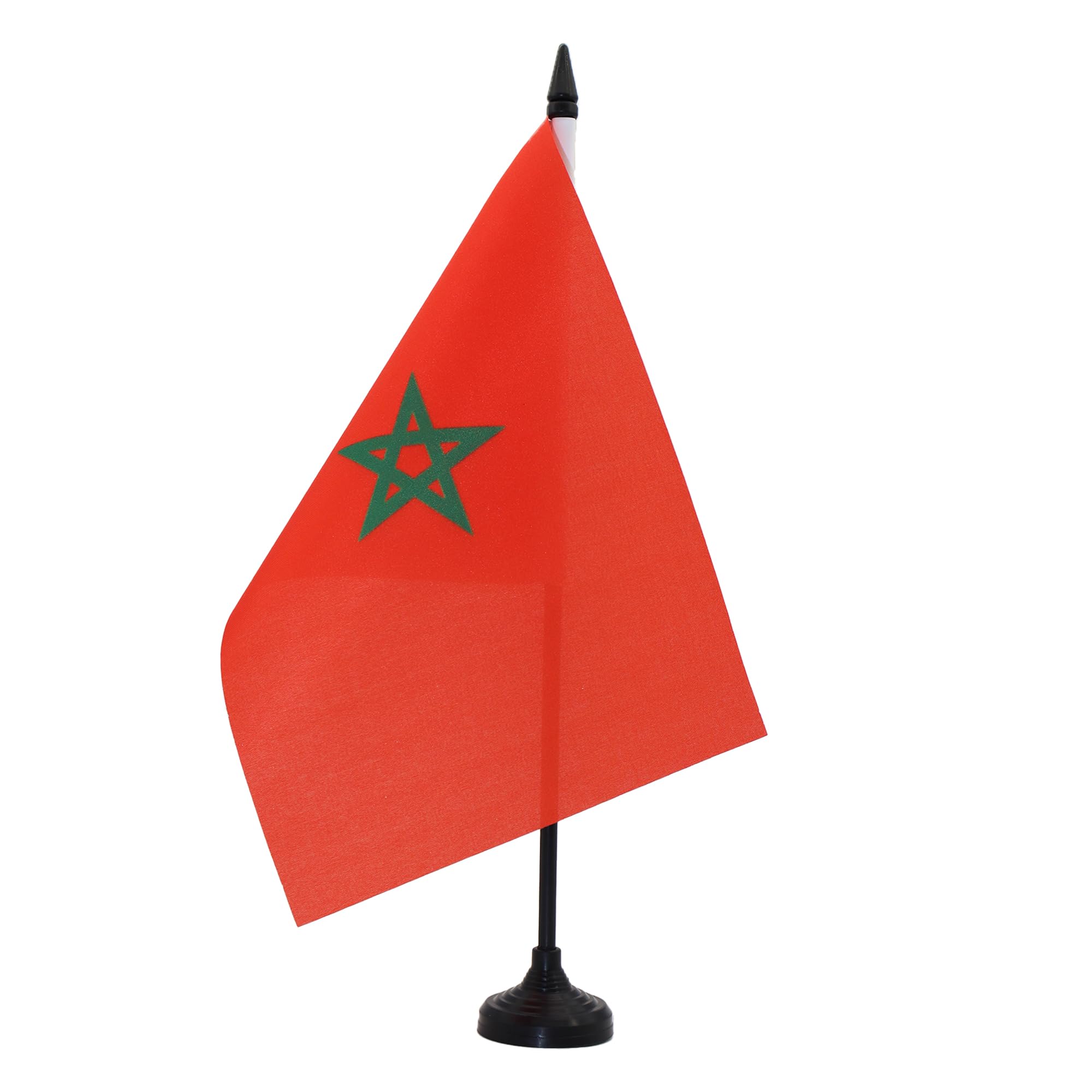 AZ FLAG Morocco Table Flag 5'' x 8'' - Moroccan Office Decoration 100% Polyester 21 x 14 cm - Mini Desk Flag with Pole and Black Plastic Base