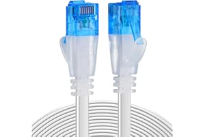 Ercielook Ethernet Cable 100 ft High Speed, Cat 6 Flat Network Cable with Rj45 Connectors, Long LAN Cable with Clips - White 