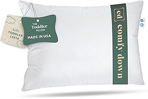 ComfyDown Toddler Pillow, 800 Fill Power Goose Down Fill, 300 Thread Count 100% Cotton Cover - Made in USA 18 Months to 6 Years (12" X 16")