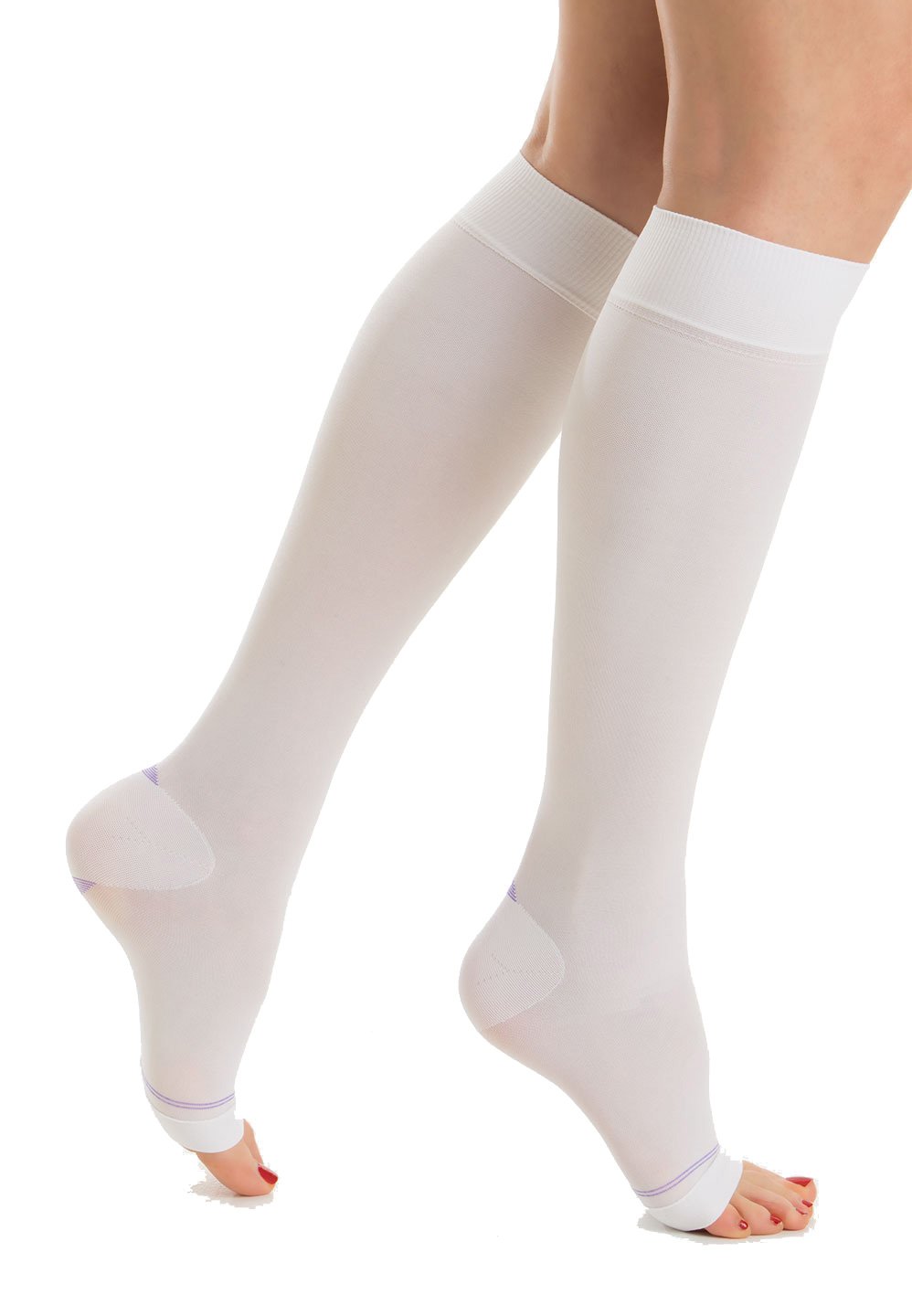 Relaxsan Antiembolism M1350A (1 Pair - White, XXL) Open-toe anti-embolism knee high socks - K2-25-32 mmHg