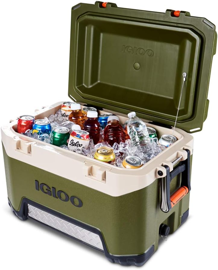 Igloo BMX 52 Quart Cooler with Cool Riser Technology, Fish Ruler, and Tie-Down Points - 16.34 Pounds - Green and Orange : Sports & Outdoors
