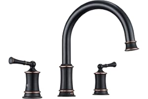 HANGORO Oil Rubbed Bronze Roman Tub Faucet, Antique Bathtub Faucet Set 3 Hole, High Flow Bath Tub Faucet 12-16 inch Widespread, Solid Brass Tub Filler 2 Handle 360° Swivel Spout Rough-in Valve(B2307-ORB)