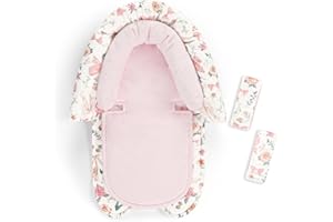 GFU Baby Car Seat Head Support for Newborn, 2 in 1 Infant Car Seat Head Body Support with Strap Pads, Soft Stroller Cushion Pillow Insert for Girls, Fits for Stroller, Swing, Pink Floral