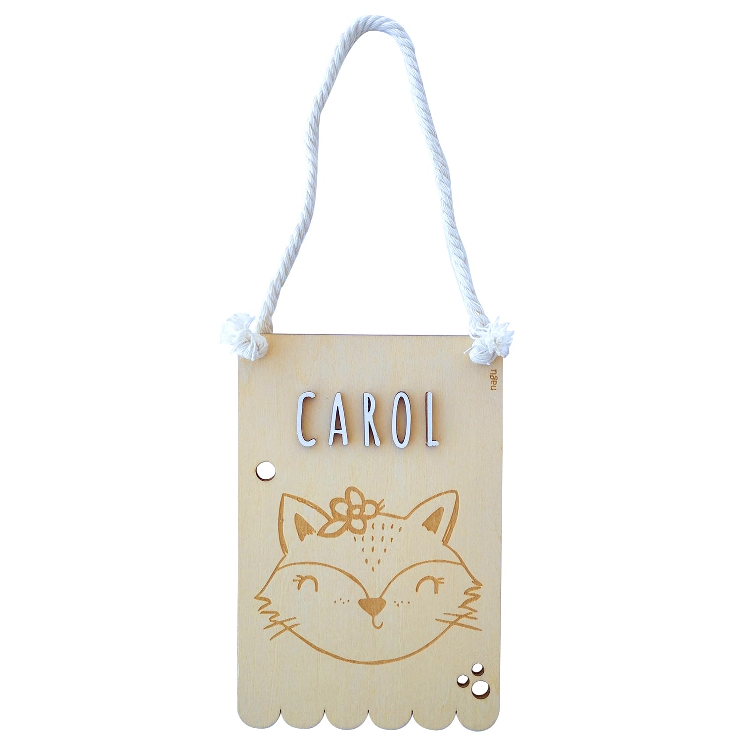 Nagu® Wooden Bunting Garland with Baby's Name for Hanging on The Door or as Wall Decoration in The Children's Room. Personalised Plaque for Boys or Girls, Ideal as a Gift